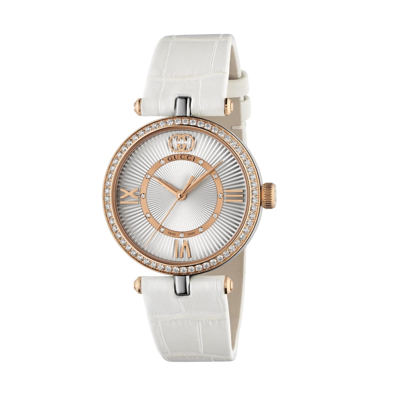Main Image 1 of Gucci Model 2000 White Leather Strap Watch