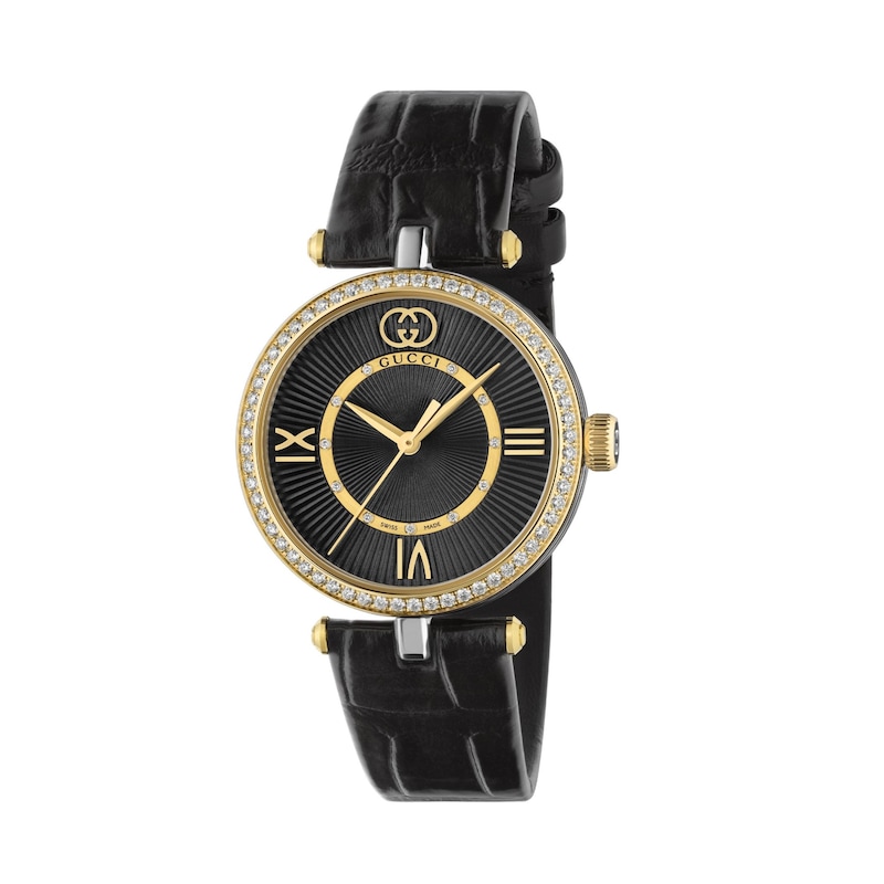 Main Image 1 of Gucci Model 2000 Black Leather Strap Watch