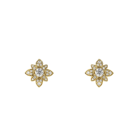 Gucci Flora 18ct Yellow Gold and 0.33ct Diamond Stud Earrings