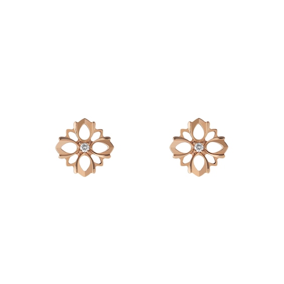 Gucci Flora 18ct Rose Gold 0.10ct Diamond Stud Earrings