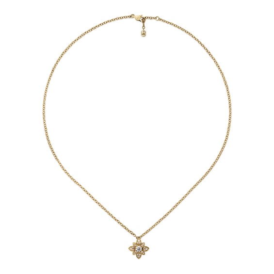 Gucci Flora 18ct Yellow Gold 0.16ct Diamond Pendant Necklace