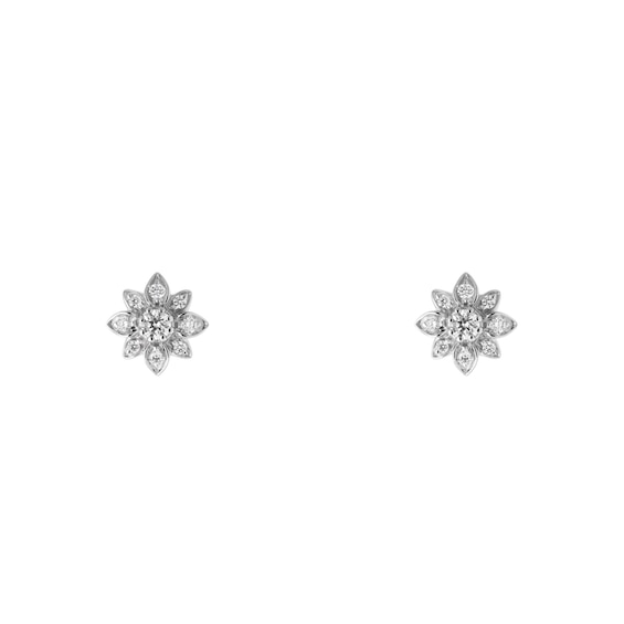 Gucci Flora 18ct White Gold and 0.30ct Diamond Stud Earrings