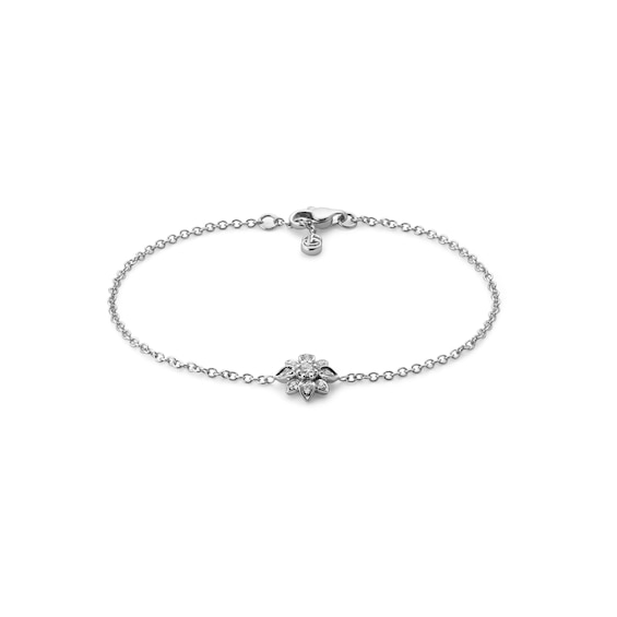 Gucci Flora 18ct White Gold and 0.15ct Diamond Chain 6.7 Bra