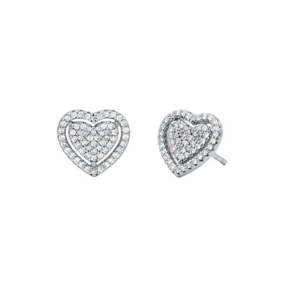 Michael Kors Love Sterling Silver and CZ Heart Shaped Stud E