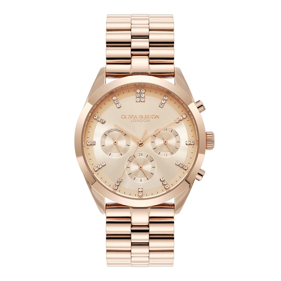 Women's Olivia Burton 38Mm City Classic Rose Gold Ip Multifunction Watch
