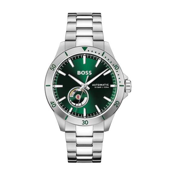 Men's Boss Troper Automatic Dark Green Dial & Stainless Steel Watch