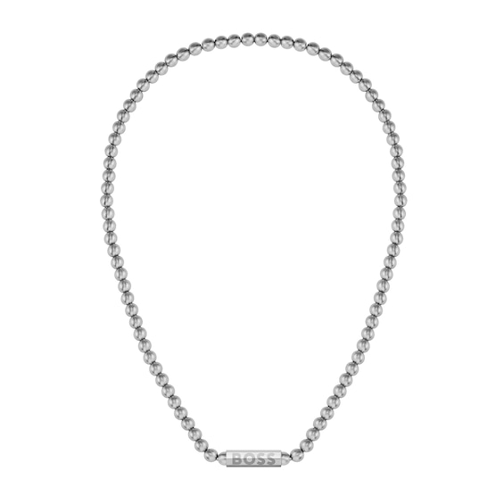 Men's Boss Sphere Metal Stainless Steel 20" Beaded Necklace