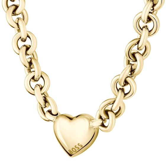 BOSS Honey Love Ladies Gold Tone IP 16+1 Heart Necklace