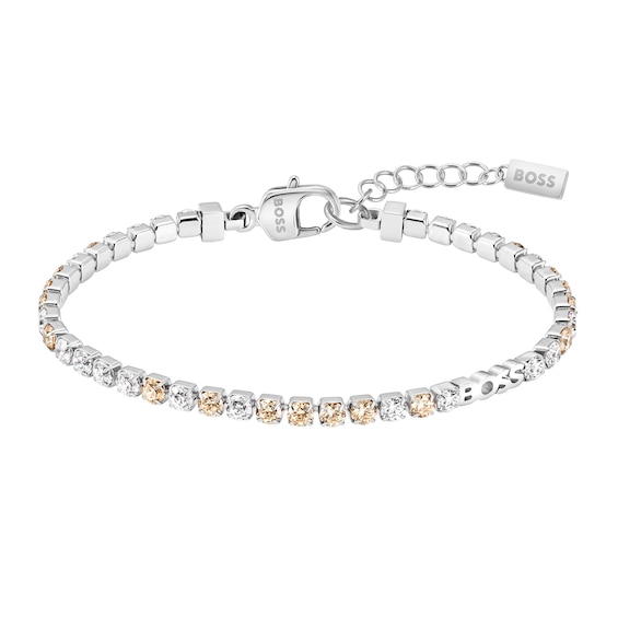 BOSS Kassy Precious Ladies Crystal Stainless Steel 6.2 Tennis Bracelet