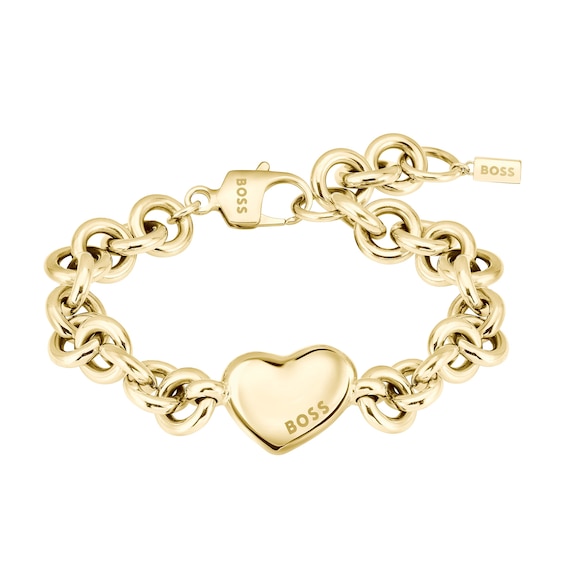 Women's Boss Honey Love Gold Tone Ip 6.2" Heart Bracelet