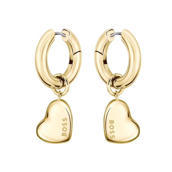 Women's Boss Honey Love Gold Tone Ip Heart Drop Earrings