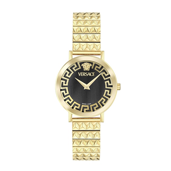 Women's Versace Deadalus Black Dial & Gold Tone Bracelet Watch