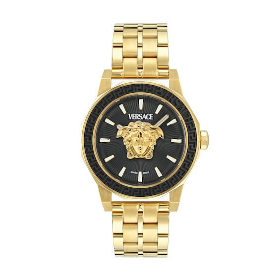 Versace Medusa Men's Black Dial & Gold Tone Bracelet Watch