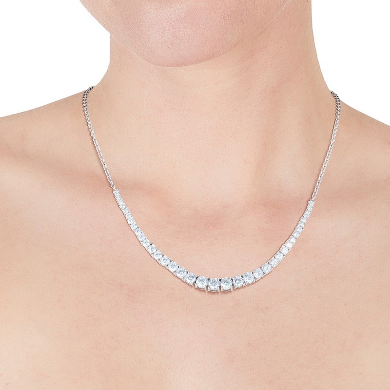 Sterling Silver 18 Inch Cubic Zirconia Tennis Necklace