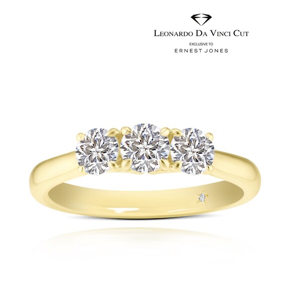 Engagement Ring Leonardo Da Vinci Cut 18ct Yellow Gold Trilo