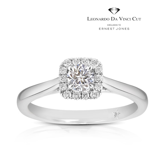 Engagement Ring Leonardo Da Vinci Cut Platinum Cushion Halo 