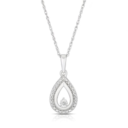 Sterling Silver Diamond Pear Shape Pendant Necklace