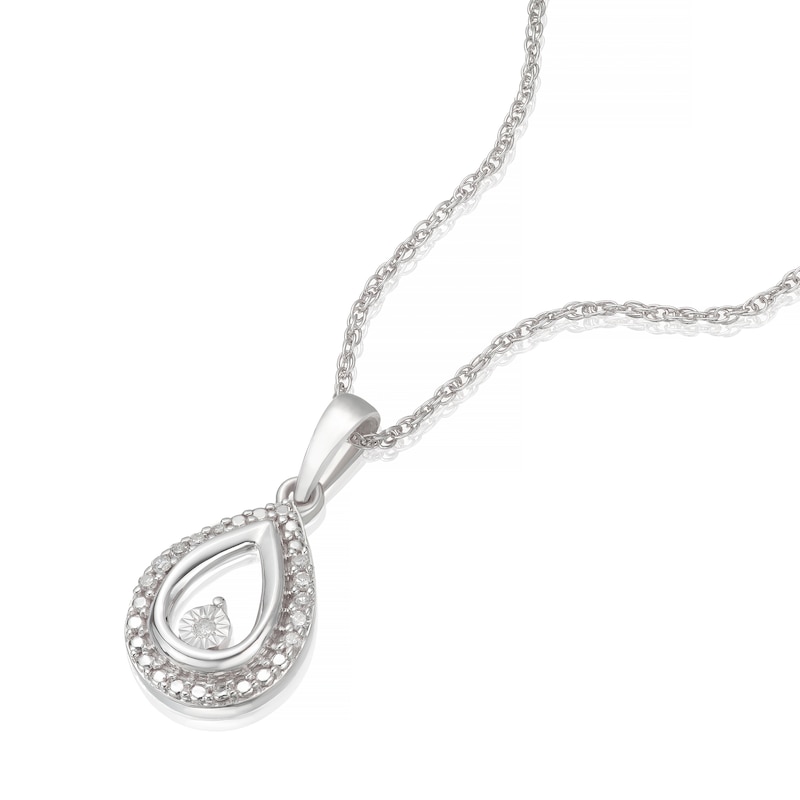 Main Image 2 of Sterling Silver Diamond Pear Shape Pendant Necklace