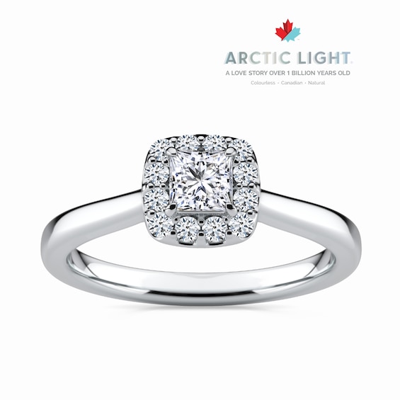 Engagement Ring Arctic Light Platinum Cushion Halo 0.33ct Di