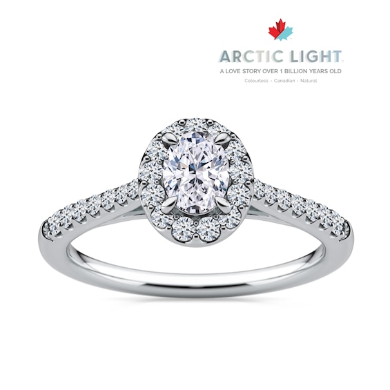 Engagement Ring Arctic Light Platinum Oval Halo 0.50ct Diamo