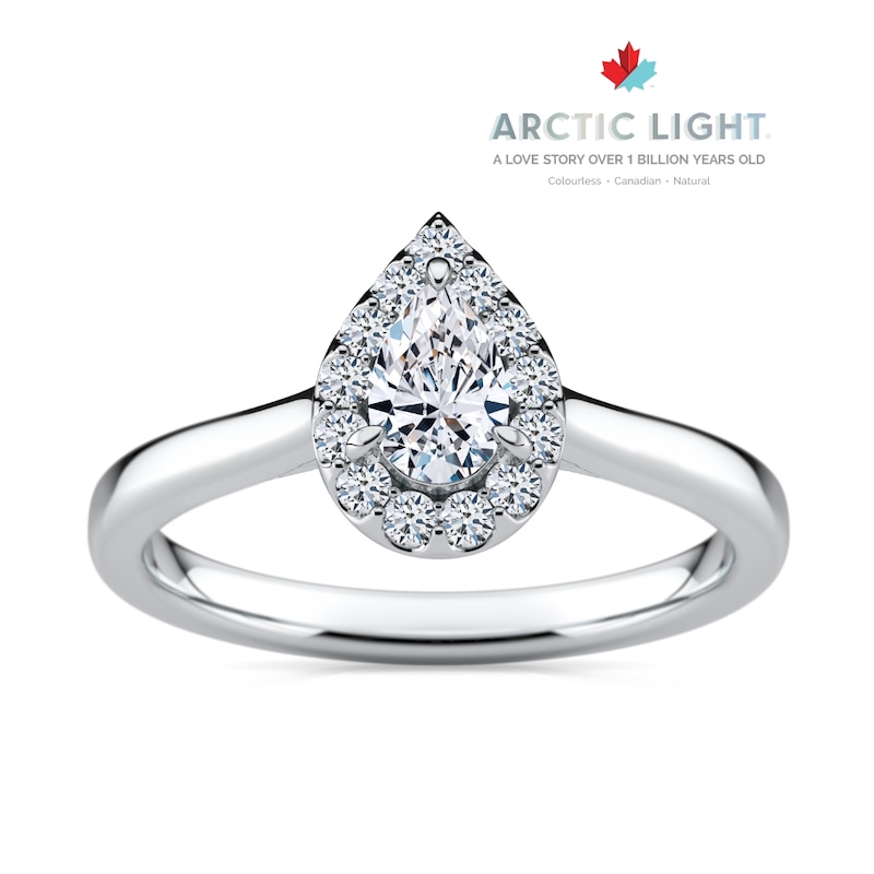 Main Image 1 of Arctic Light Platinum 0.40ct Diamond Pear  Halo Ring