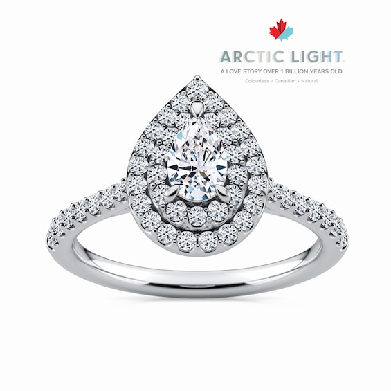 Arctic Light Platinum 0.66ct Diamond Pear Double Halo Ring