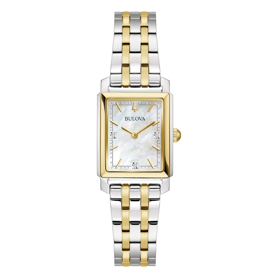 Women's Bulova Sutton Mop Diamond Dial & Two Tone Watch
