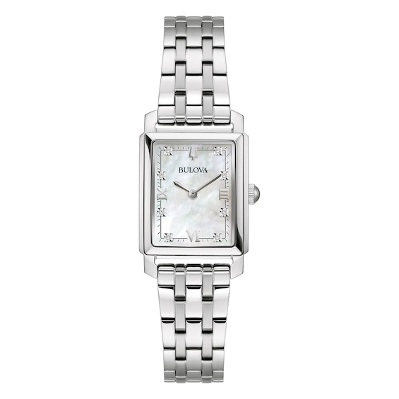 Women's Bulova Sutton Mop Diamond Dial & Stainless Steel Watch