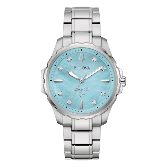 Women's Bulova Marine Star Blue Mop Dial & Stainless Steel Watch