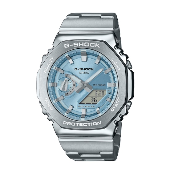 Men's G-Shock Gm-2110D-2Aer Sky Blue Dial & Stainless Steel Watch