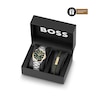 Thumbnail Image 1 of BOSS Strike Mesh Stainless Steel Watch & Green Leather Bracelet Gift Set