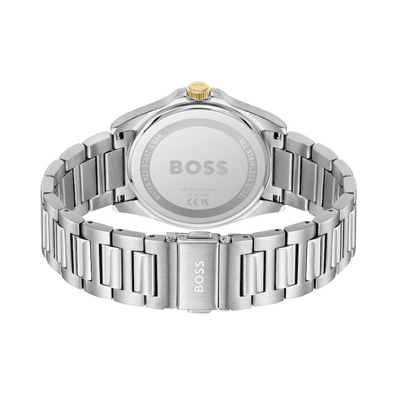 Main Image 5 of BOSS Strike Mesh Stainless Steel Watch & Green Leather Bracelet Gift Set