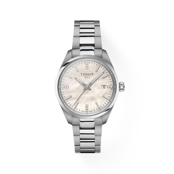 Women's Tissot Pr 100 Quartz 34Mm Mop & Diamond Stainless Steel Bracelet Watch
