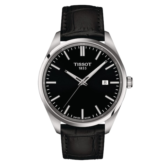 Men's Tissot Pr 100 Quartz 40Mm Black Leather Strap Watch