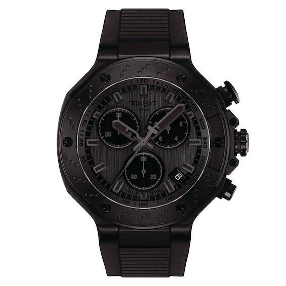 Tissot T-Race Quartz Chronograph Mens Black Silicone Strap W