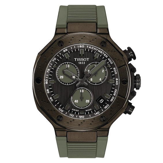 Tissot T-Race Quartz Chronograph Mens Khaki Green Silicone