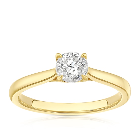 Engagement Ring 18ct Yellow Gold Round Cut Four Claw Solitai