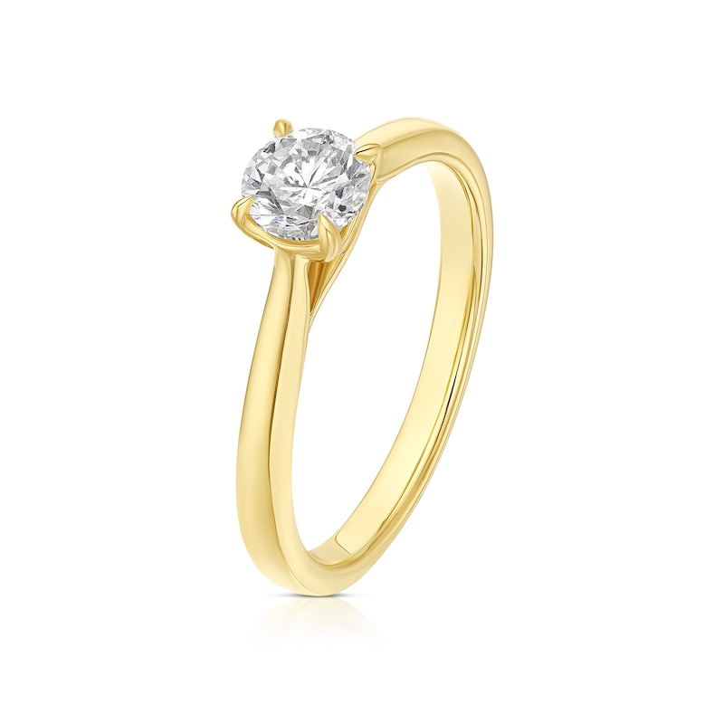 Main Image 4 of Engagement Ring 18ct Yellow Gold Round Cut Four Claw Solitaire 0.50ct Diamond Ring