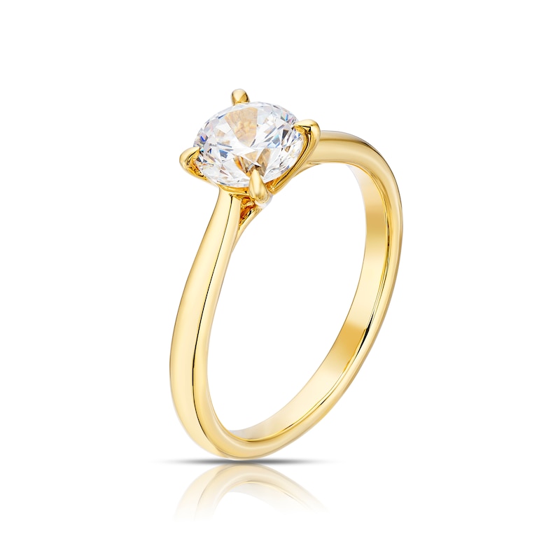 Main Image 4 of Engagement Ring 18ct Yellow Gold Round Cut Four Claw Solitaire 1ct Diamond Ring