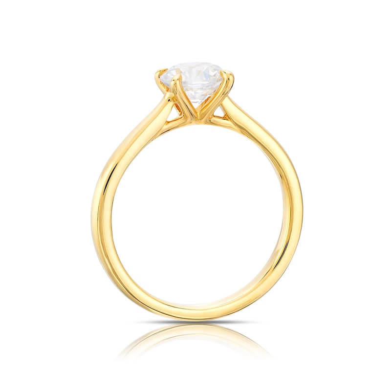 Main Image 5 of Engagement Ring 18ct Yellow Gold Round Cut Four Claw Solitaire 1ct Diamond Ring