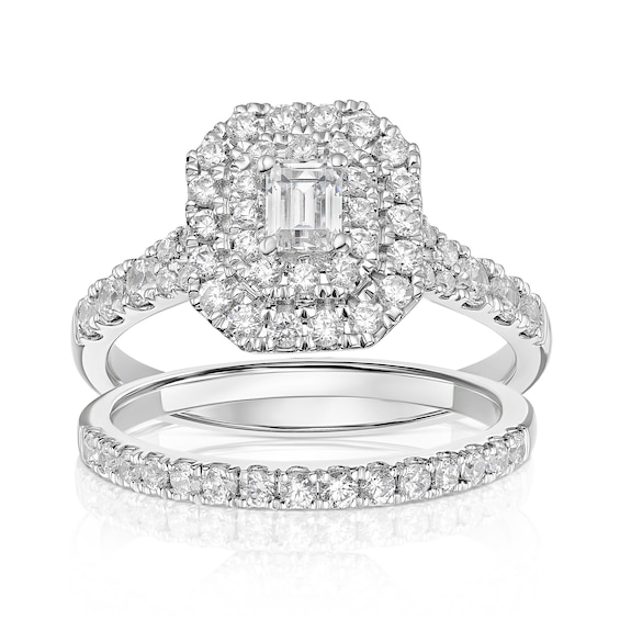 Engagement Ring Platinum Emerald Shape 1ct Diamond Ring