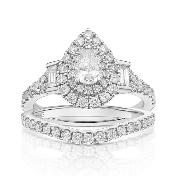 Engagement Ring Vera Wang Platinum Pear Shaped 1.25ct Diamon