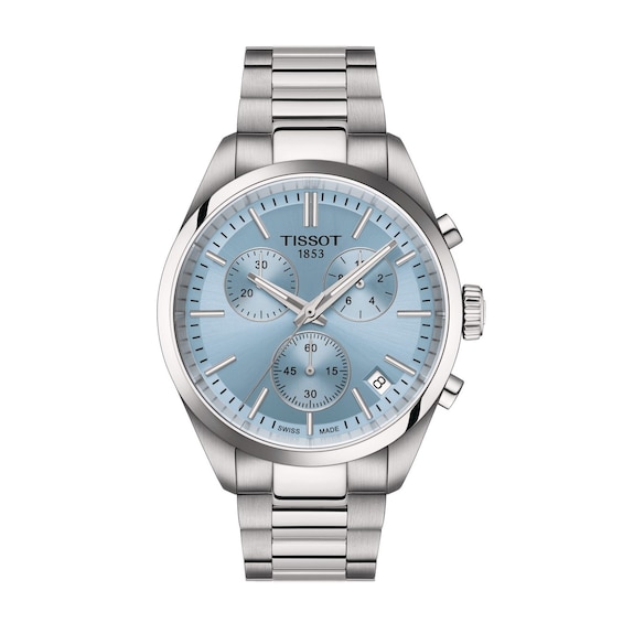 Tissot PR 100 Mens Chronograph Sky Blue Dial and Stainless S