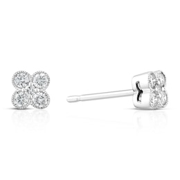 9ct White Gold 0.25ct Diamond Clover Shaped Stud Earrings