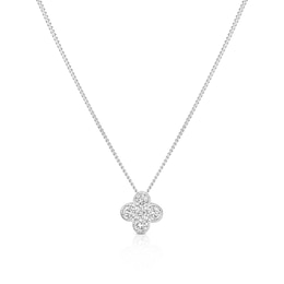 9ct White Gold 0.20ct Diamond Clover Shaped Pendant