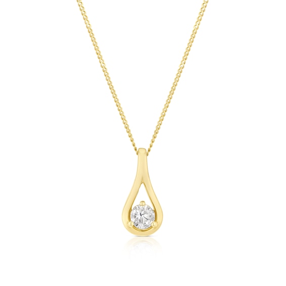 9ct Yellow Gold 0.20ct Diamond Solitaire Drop Pendant