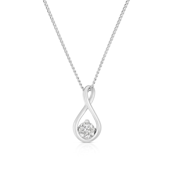 9ct White Gold 0.20ct Diamond Infinity Solitaire Pendant