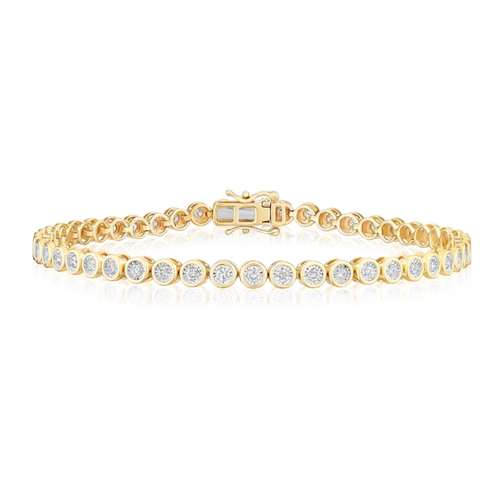 9ct Yellow Gold 1ct Diamond Tennis Bracelet