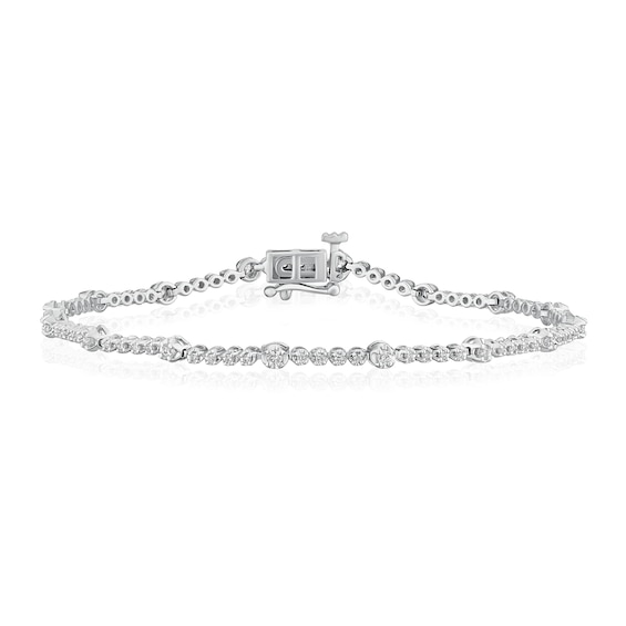9ct White Gold 0.50ct Diamond Station Tennis Bracelet