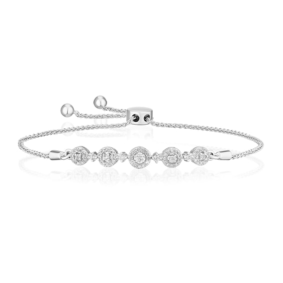 9ct White Gold 0.33ct Diamond Bolo Bracelet